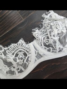 White Lace Bralette with Delicate Floral Overlay